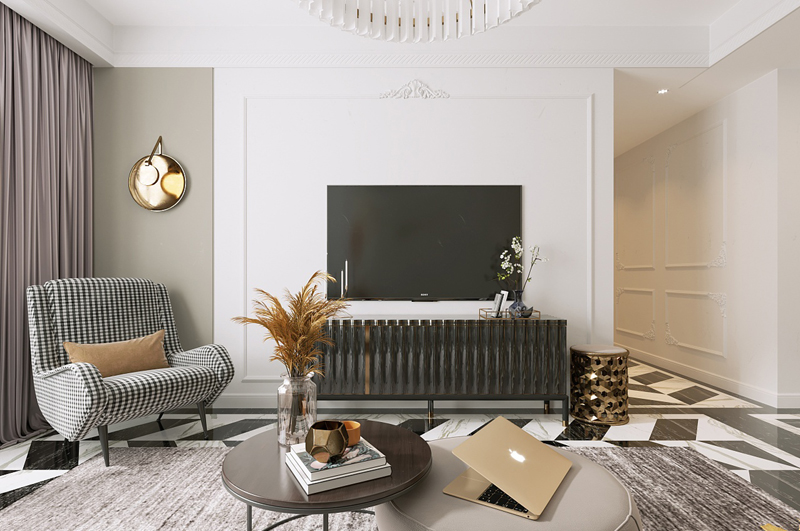 兩室一廳簡歐風格電視墻裝修效果圖