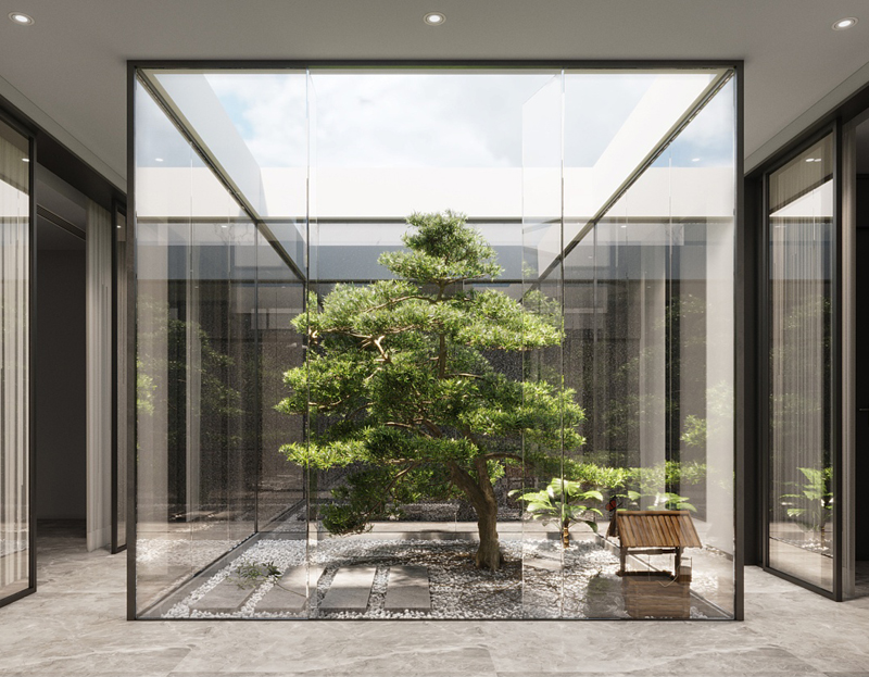 350平獨棟別墅輕奢風露天樓頂裝修設計效果圖