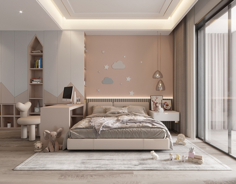350平獨棟別墅輕奢風兒童房裝修設計效果圖